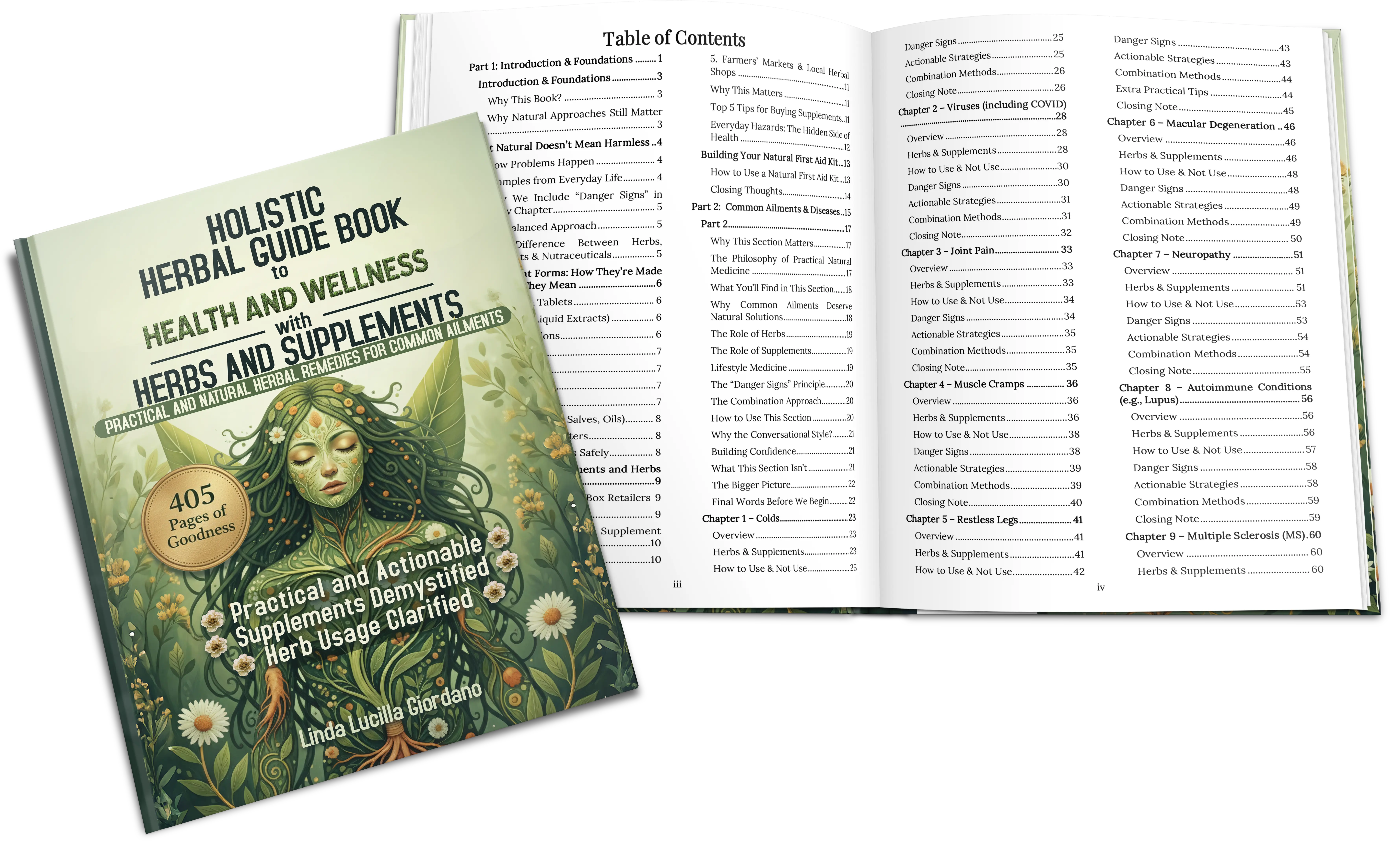 Mockup of the Hardcover Edition of the Holistic Herbal Guide Book.