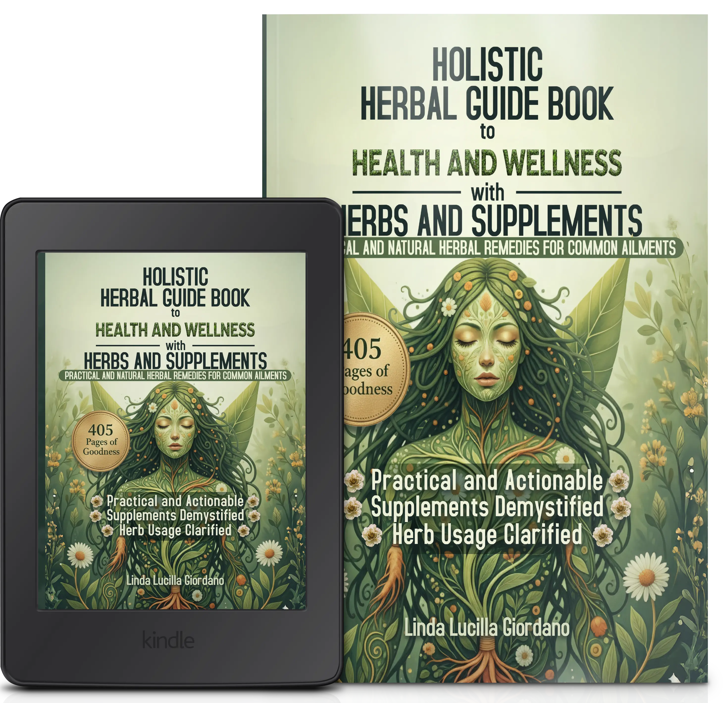 Mockup of the Holistic Herbal Guide Book on a Kindle device.